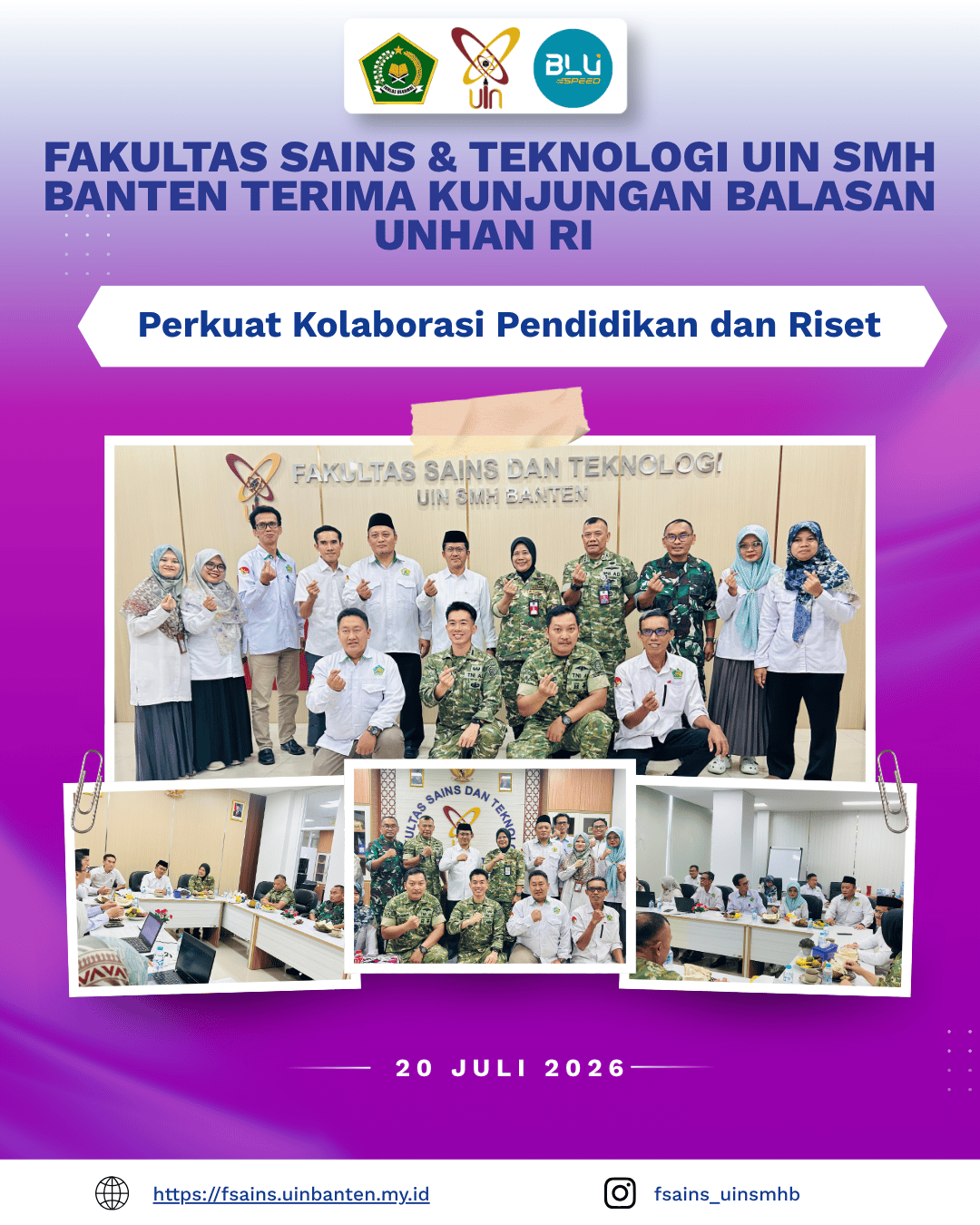Fakultas Sains & Teknologi UIN SMH Banten Terima Kunjungan Balasan UNHAN RI, “Perkuat Kolaborasi Pendidikan dan Riset”